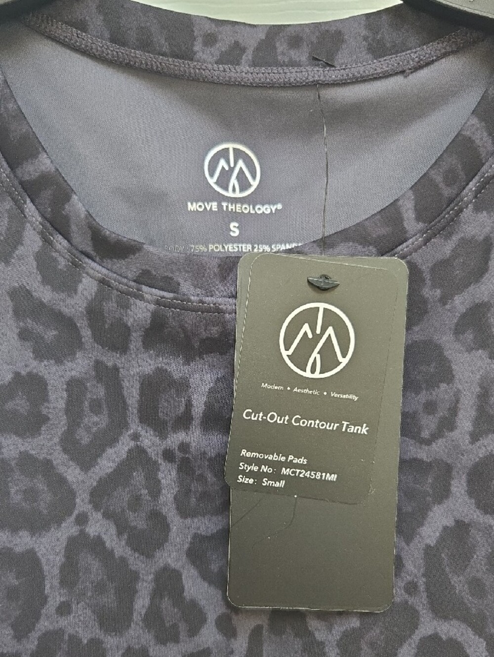Move Theology Women's Black Leopard Print Sports Bra Tank - Picture 3 of 3